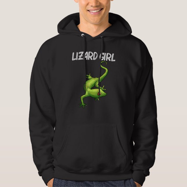 Cool Lizard For Girls Kids Gecko Green Reptile Ani Hoodie (Front)