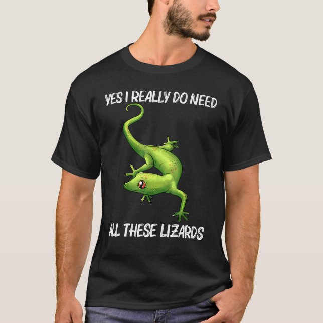 Cool Lizard For Men Women Gecko Green Reptile Anim T-Shirt (Front)