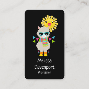Cool Llama and Smiling Kawaii Sun Business Card