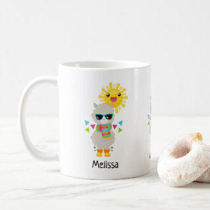 Cool Llama and Smiling Kawaii Sun Coffee Mug
