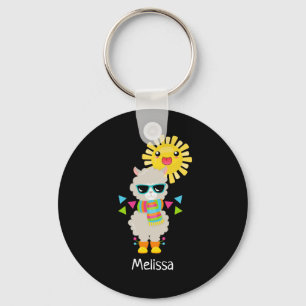 Cool Llama and Smiling Kawaii Sun Keychain
