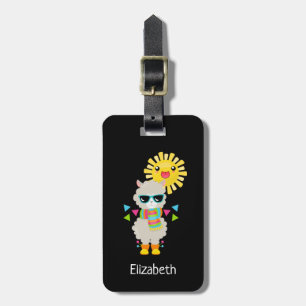Cool Llama and Smiling Kawaii Sun Luggage Tag