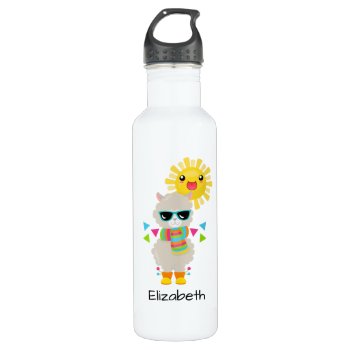 Cool Llama And Smiling Kawaii Sun Stainless Steel Water Bottle by Mirribug at Zazzle