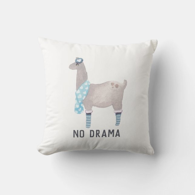 Cool Llama Cartoon Throw Pillow (Front)