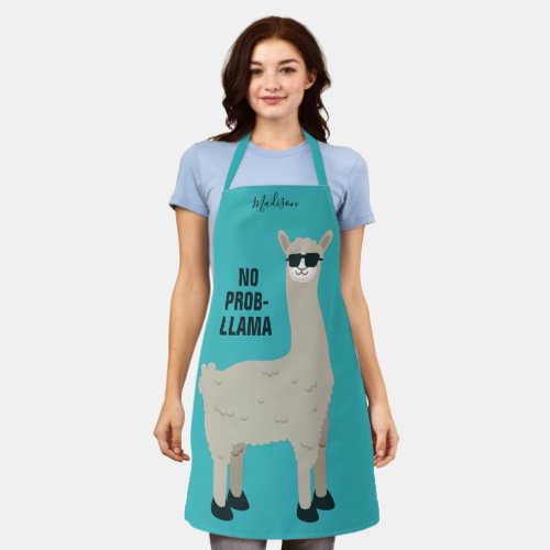 Cool Llama custom name  color apron