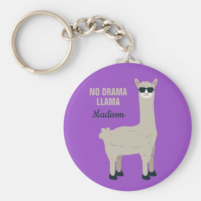 Cool Llama custom name & color key chains (Front)