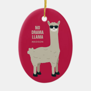 Cool Llama custom name & color ornament