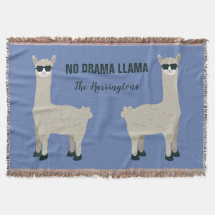 Cool Llama custom name & color throw blanket
