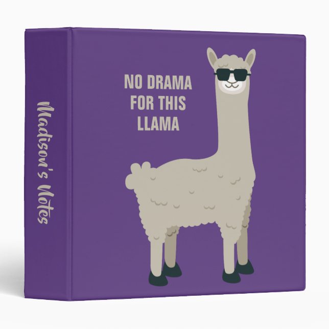 Cool llama custom name, text & color binders (Front/Spine)