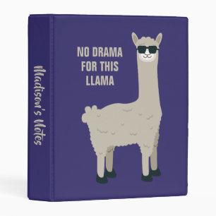 Cool llama custom name, text & color mini binder