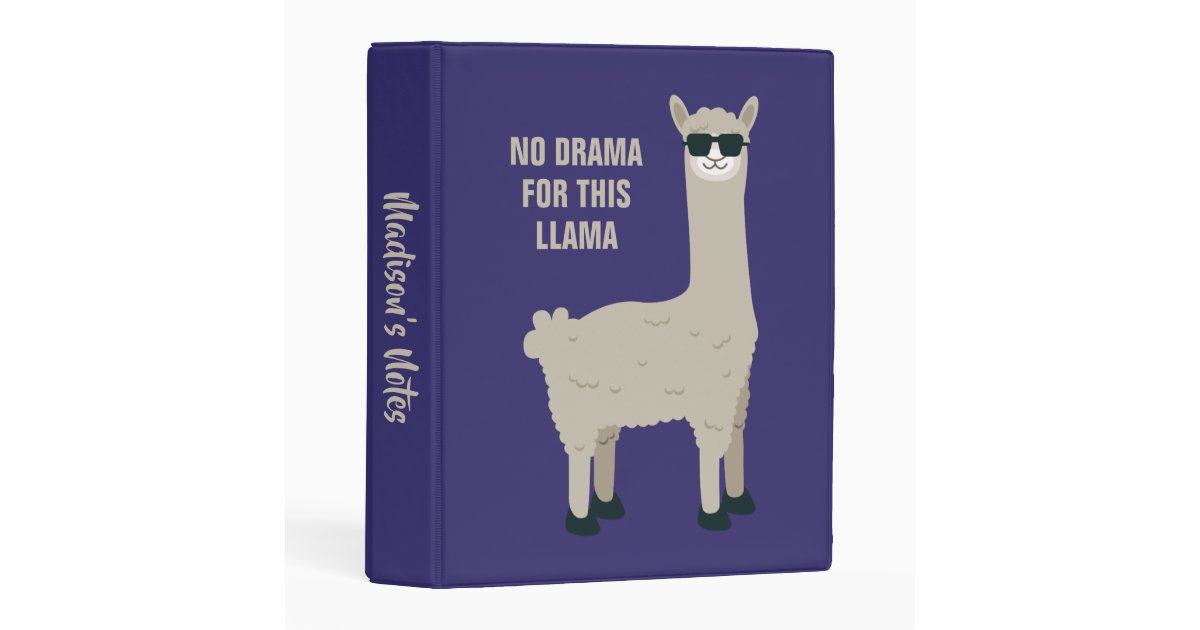Cool llama custom name, text & color mini binder | Zazzle