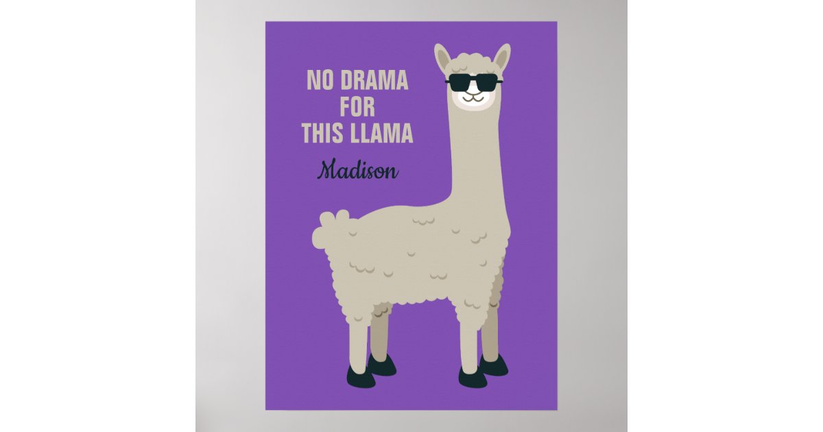 Cool Llama custom name, text & color posters