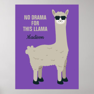 Cool Llama custom name, text & color posters