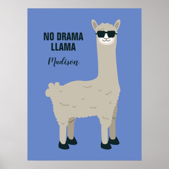 Cool Llama custom name, text & color posters (Front)
