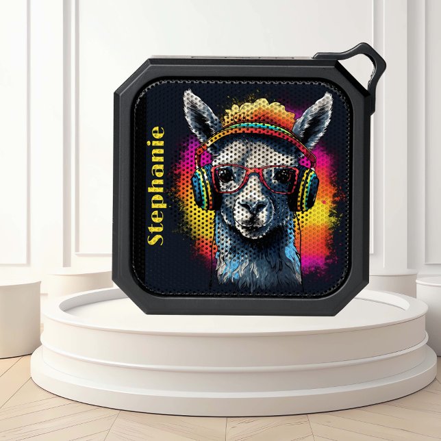 Cool Llama DJ with Headphones Name  Bluetooth Speaker (Creator Uploaded)