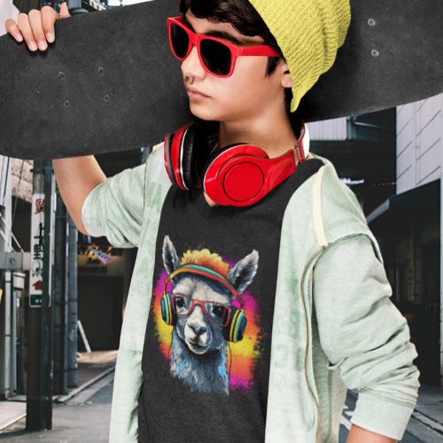 Cool Llama DJ with Headphones T_Shirt