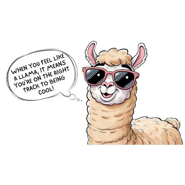 Cool Llama in Action!" Mug (Creator Uploaded)