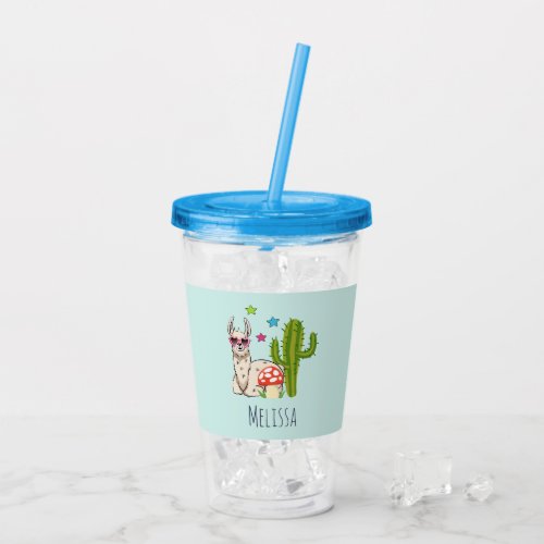 Cool llama in Heart_Shaped Sunglasses Acrylic Tumbler