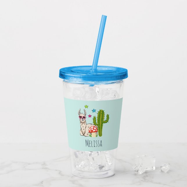 Cool llama in Heart-Shaped Sunglasses Acrylic Tumbler (Back Ice)