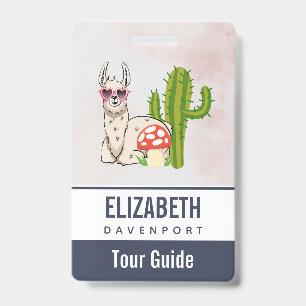 Cool llama in Heart-Shaped Sunglasses Badge