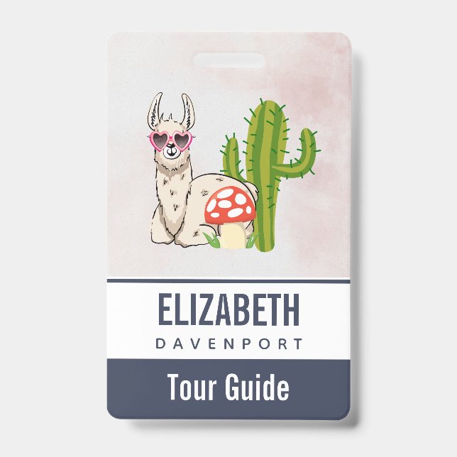 Cool llama in Heart-Shaped Sunglasses Badge (Front)