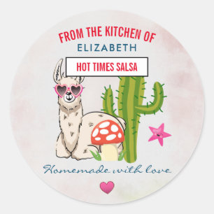 Cool llama in Heart-Shaped Sunglasses Kitchen Classic Round Sticker