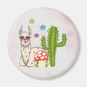 Cool llama in Heart-Shaped Sunglasses Magnet
