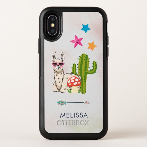 Cool llama in Heart_Shaped Sunglasses OtterBox Symmetry iPhone X Case