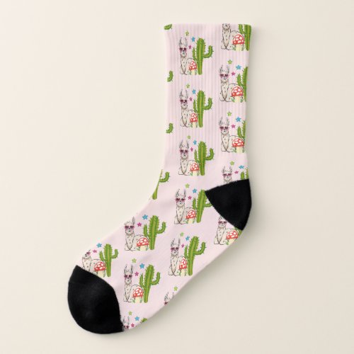 Cool llama in Heart_Shaped Sunglasses Pattern Socks