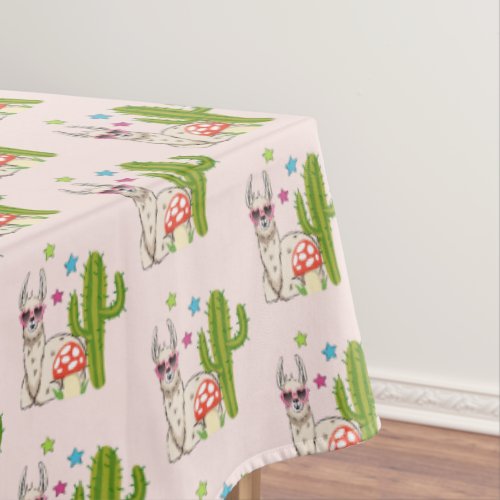 Cool llama in Heart_Shaped Sunglasses Pattern Tablecloth