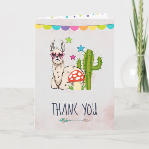 Cool llama in Heart-Shaped Sunglasses Thank You Card