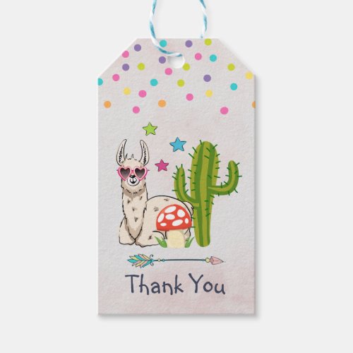 Cool llama in Heart_Shaped Sunglasses Thank You Gift Tags