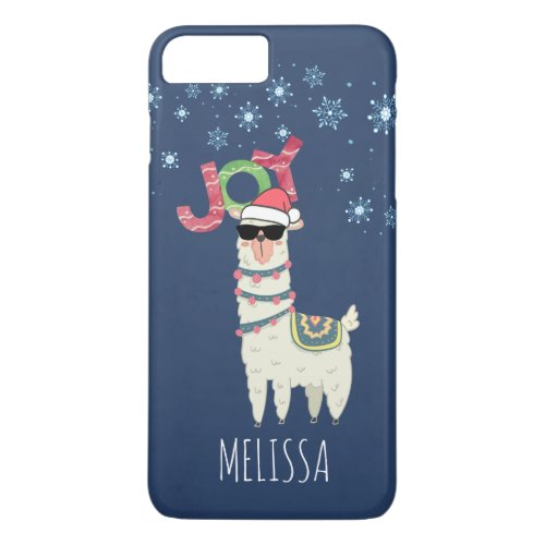 Cool Llama in Santa Hat with Snowflakes Christmas iPhone 8 Plus7 Plus Case