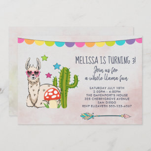 Cool llama in Sunglasses Birthday Invitation