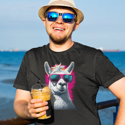 Cool Llama Pink Sunglasses T-Shirt