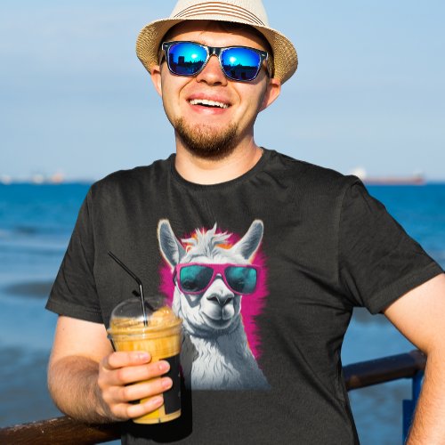 Cool Llama Pink Sunglasses T_Shirt