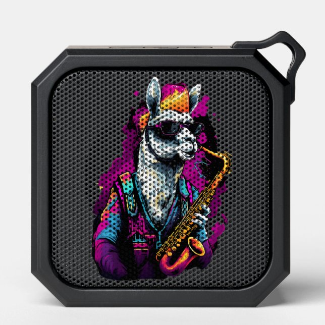 Cool Llama Playing Saxophone  Bluetooth Speaker (Front)