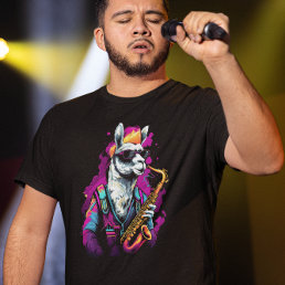 Cool Llama Playing Saxophone  T-Shirt