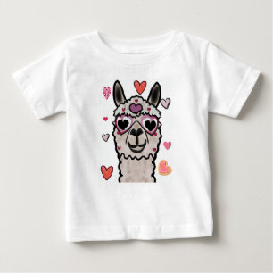 Cool Llama with Heart Glasses Baby T-Shirt