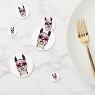 Cool Llama with Heart Glasses Confetti