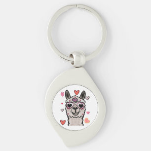 Cool Llama with Heart Glasses Keychain