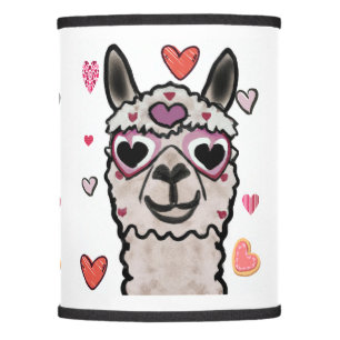 Cool Llama with Heart Glasses Lamp Shade