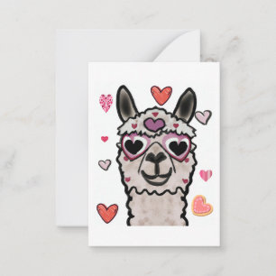 Cool Llama with Heart Glasses Note Card