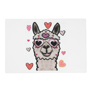Cool Llama with Heart Glasses Placemat