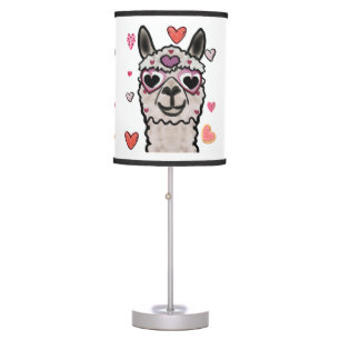 Cool Llama with Heart Glasses Table Lamp