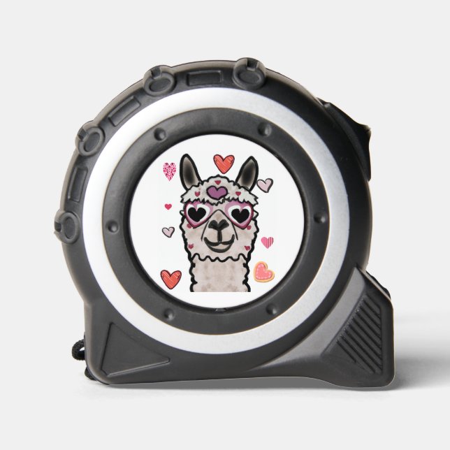 Cool Llama with Heart Glasses Tape Measure (Front)
