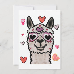 Cool Llama with Heart Glasses Thank You Card