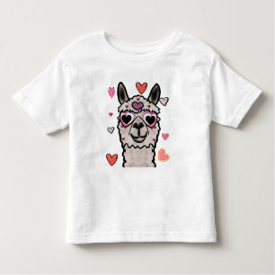 Cool Llama with Heart Glasses Toddler T-shirt