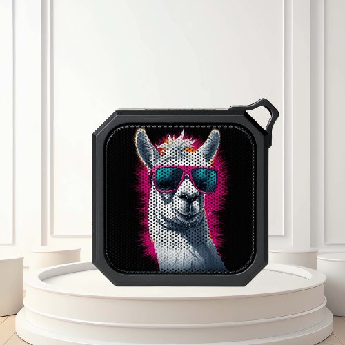 Cool Llama with Pink Sunglasses Bluetooth Speaker