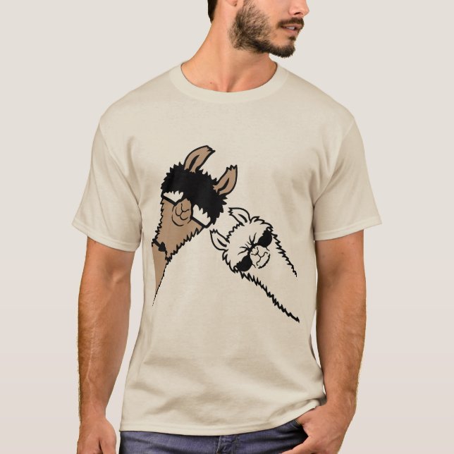Cool Llamas Wearing Sunglasses Funny Animal Friend T-Shirt (Front)